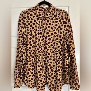 Leopard Print Button-Up Blouse